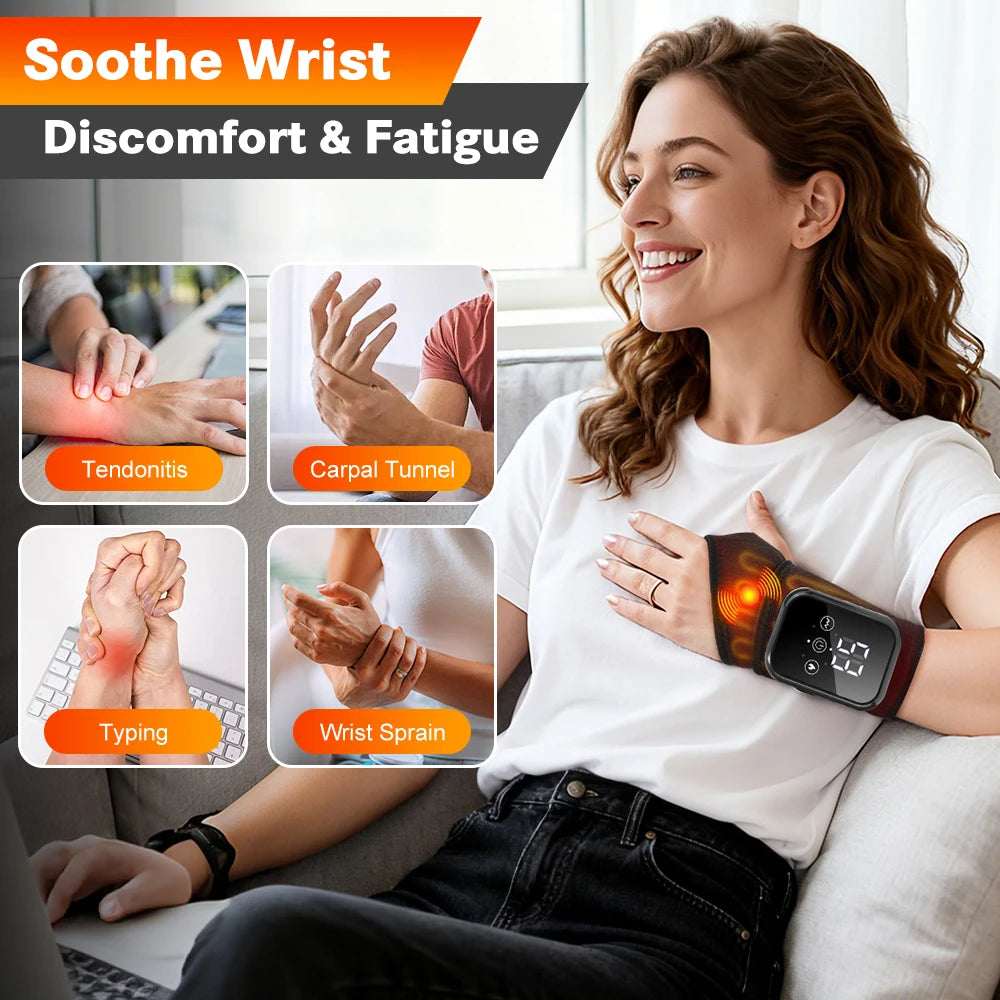 Electric Heating Wrist Massage Pad Thermal Massager Hand Warming Belt Cordless Wrist Hand Support Protection Belt