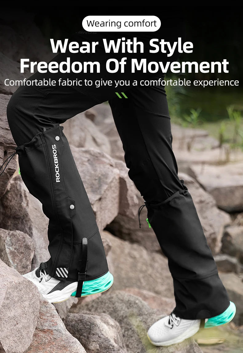 ROCKBROS Waterproof Outdoor Hiking Walking Climbing Hunting Snow Legging Gaiters Ski Gaiters Covers Leg Protection Guard