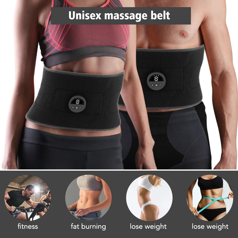 19Gears EMS Smart Waist Belt Fitness Equipment Muscle Massage Belt Training Strength Electric Abdominal Trainer USB