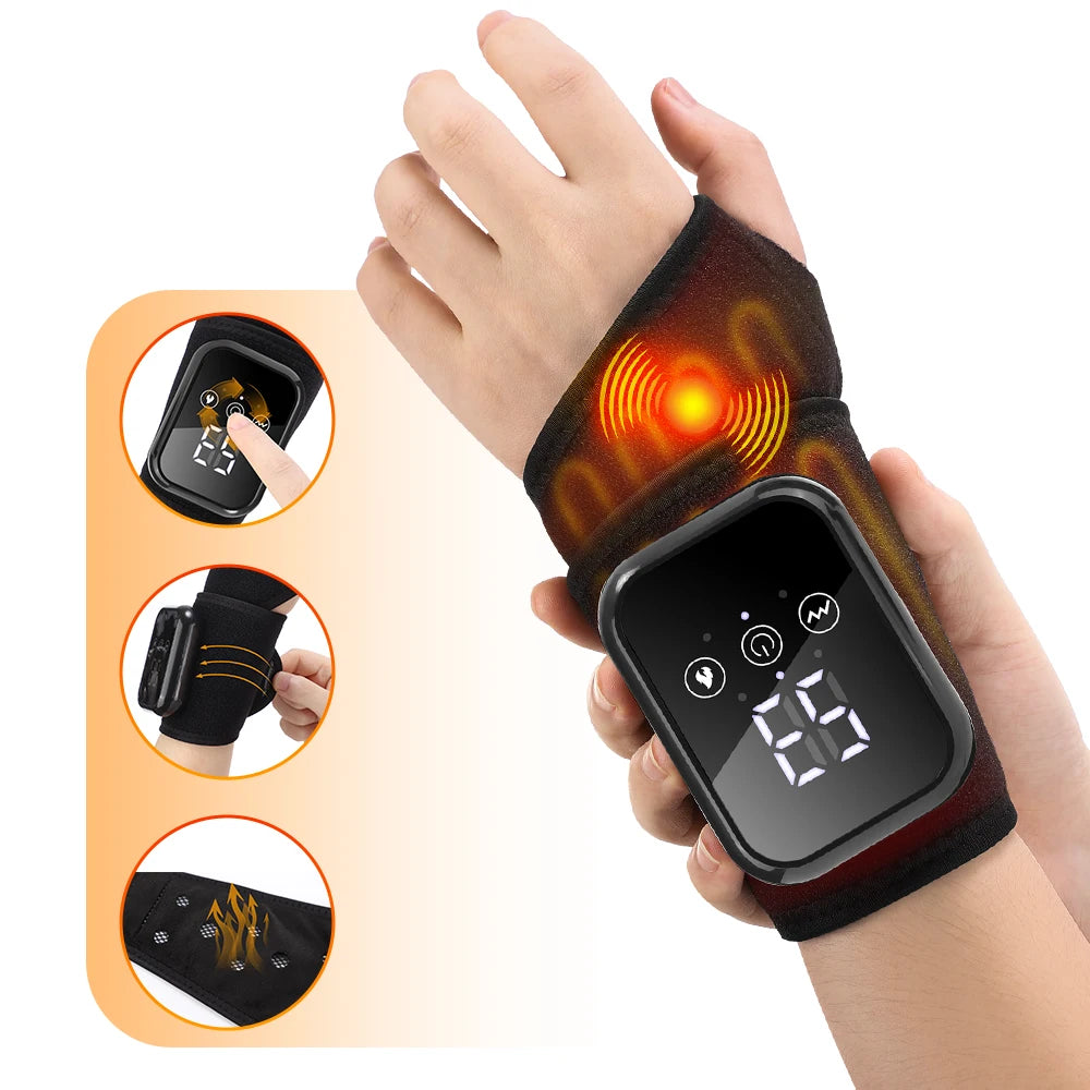 Electric Heating Wrist Massage Pad Thermal Massager Hand Warming Belt Cordless Wrist Hand Support Protection Belt