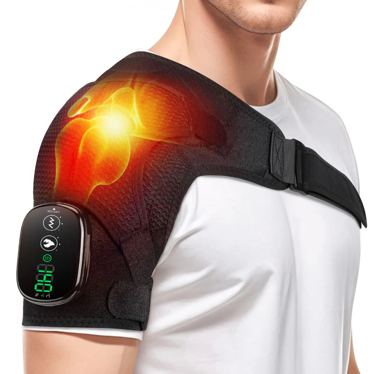 Adjustable Electric Heating Shoulder Massage Belt with LED Hot Compress Back Support Shawl for Relaxation