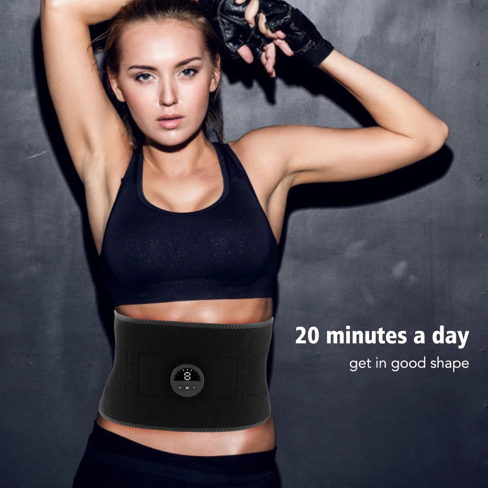 19Gears EMS Smart Waist Belt Fitness Equipment Muscle Massage Belt Training Strength Electric Abdominal Trainer USB