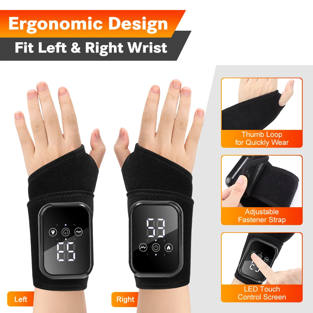 Electric Heating Wrist Massage Pad Thermal Massager Hand Warming Belt Cordless Wrist Hand Support Protection Belt