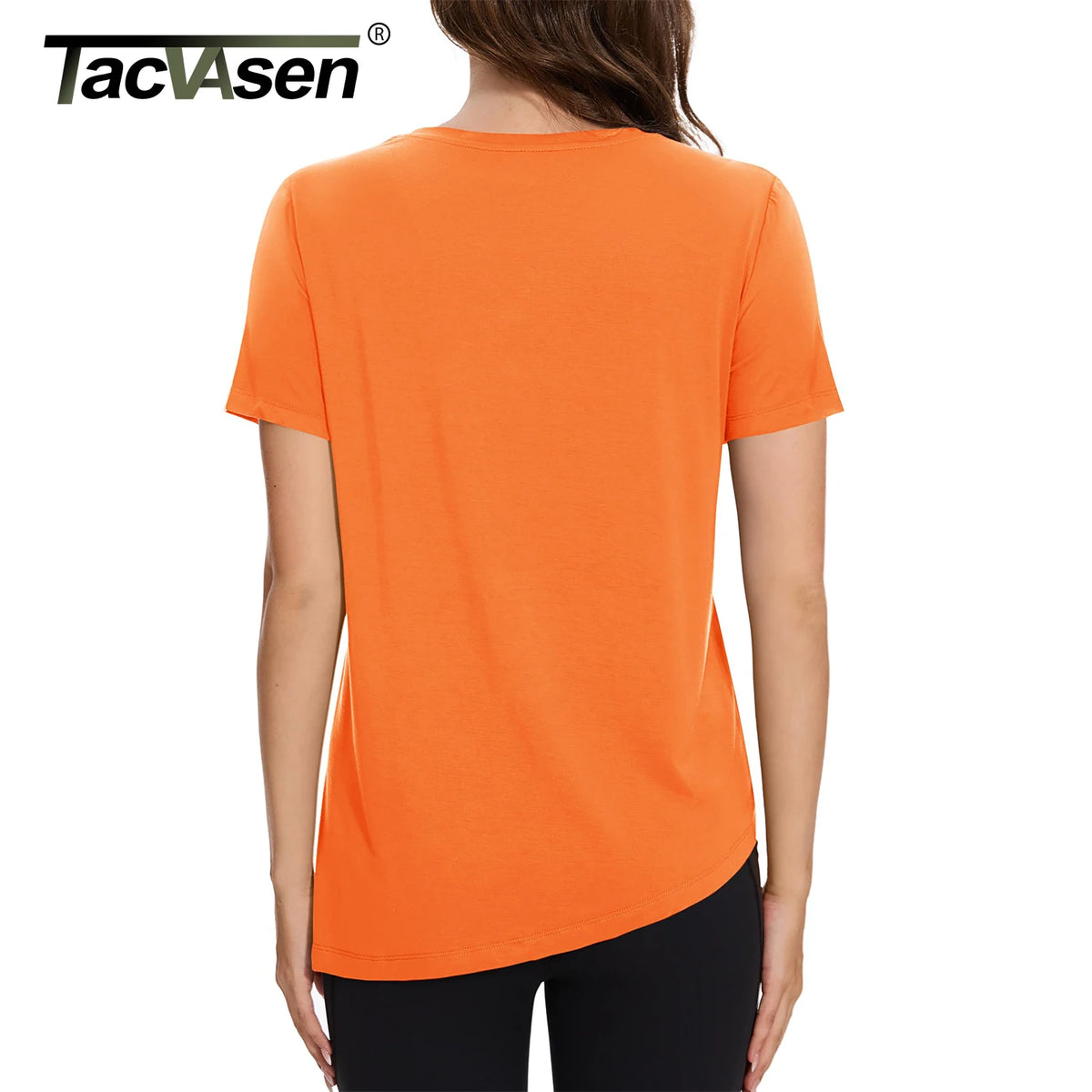 TACVASEN Womens Yoga T-shirt Quick Dry Casual Crewneck Workout Shirts Breathable Gym Athletic Tee Top Side Slit Slanted Hemline