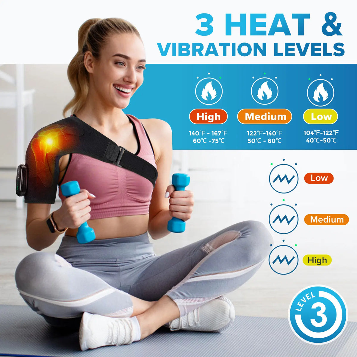 Adjustable Electric Heating Shoulder Massage Belt with LED Hot Compress Back Support Shawl for Relaxation