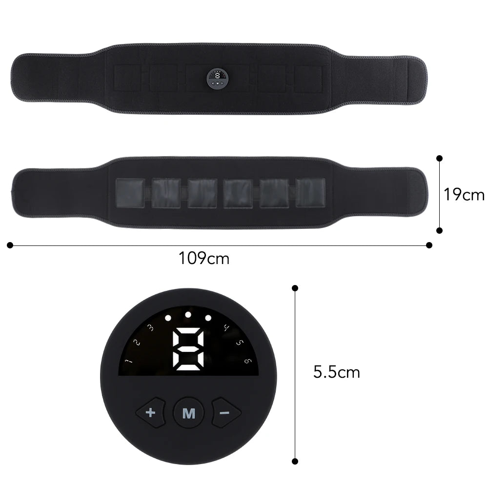 19Gears EMS Smart Waist Belt Fitness Equipment Muscle Massage Belt Training Strength Electric Abdominal Trainer USB