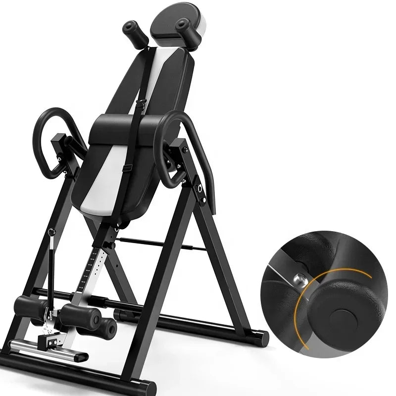 Inversion Table For Back Pain Therapy,Handstand Machine with Extended Ankle Lock Handle, Gym Inversion Table Gravity Back Relief